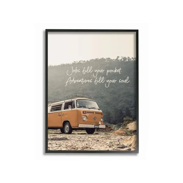 Stupell Industries Adventures Fill Your Soul Sentiments Vintage Iconic Van Framed Wall Art Design by Susan Ball - 24 inch x 30 in
