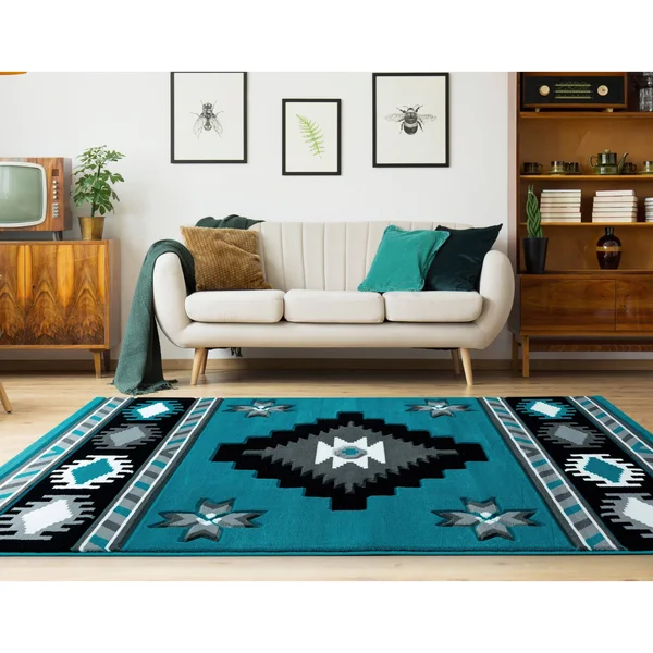 United Weavers Bristol Caliente Turquoise Area Rug - 7&10x22 Round
