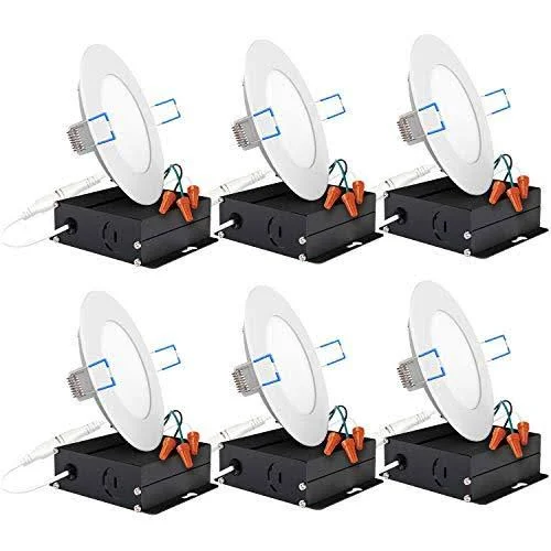 Sunco Lighting 6 Pack 4 inch Slim LED Downlight with Junction Box - 10W\x3d60W, 650