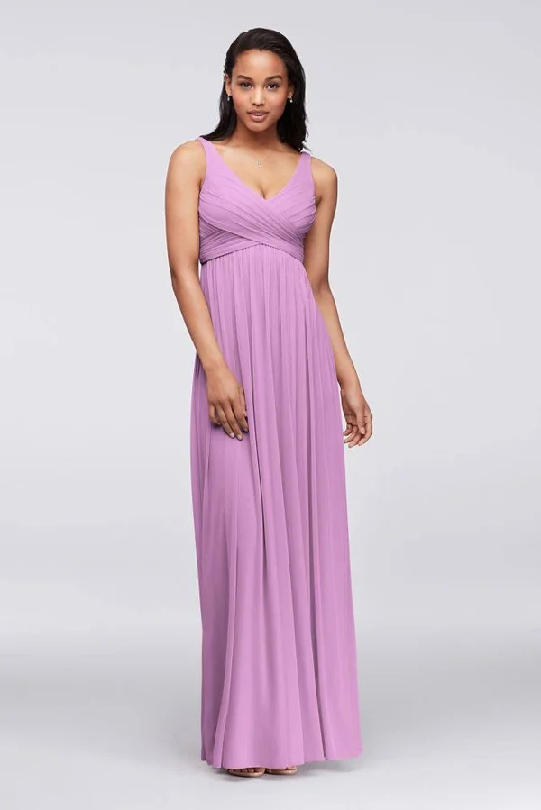 Long Mesh Bridesmaid Dress with Cowl Back Detail - Iris (Purple), 10