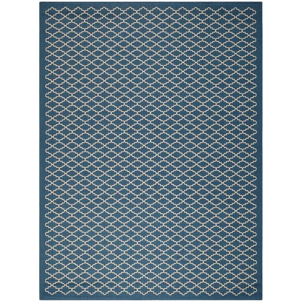 Safavieh Courtyard Navy & Beige 2&-3x22 x 14& Indoor/Outdoor Rug
