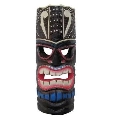 Hand Carved Wood Tiki Head Mask 3D Yard Luau Party Wall D閏or Bay Isle Home
