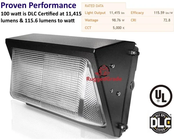 100 Watt LED Wall Pack Light – 11 - 700 Lumens- High Efficiency 120 Lumen to Watt- Wall Pack LED - 5000K Bright White- Replaces 30