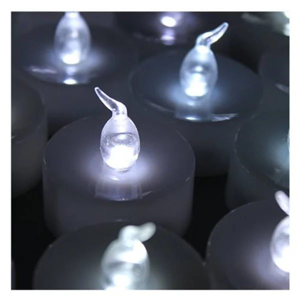 Flameless Tea Candles Flickering Cool White - 7&9x22 x 10&10x22 - Plastic