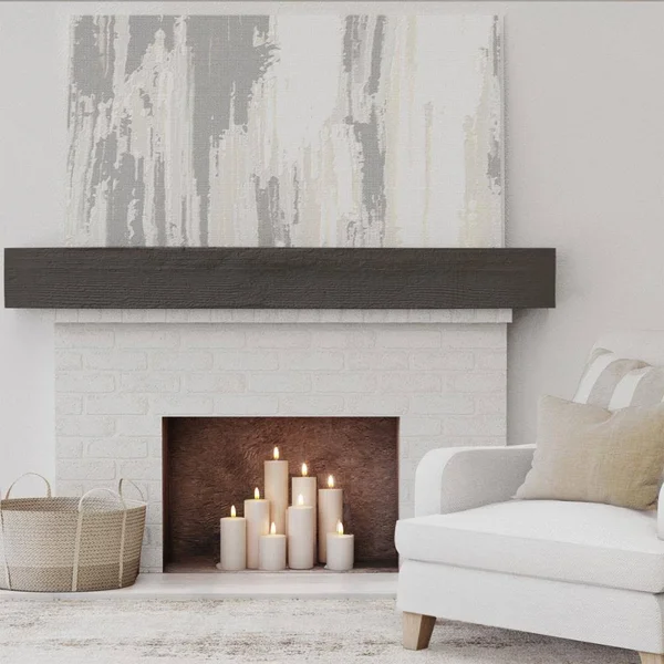 Ekena Millwork MANURS04X06X48ZW 4x22H x 6x22D x 48x22W Rough Sawn Faux Wood Fireplace Mantel, Premium Walnut