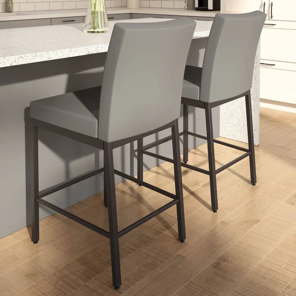 Amisco Perry Plus 30x22 Bar Stool, Gray/Beige