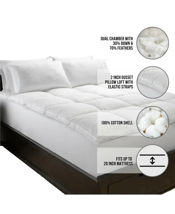 White Goose Down Feather Bed, Cal King