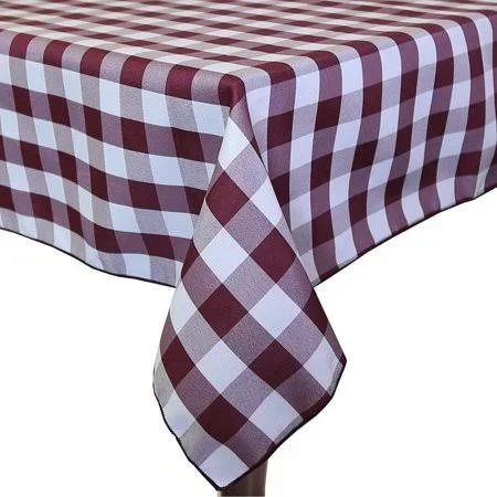 Ultimate Textile 60 x 120-Inch Rectangular Polyester Checkered Tablecloth, Red