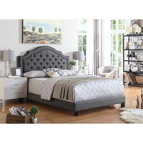 Rosevera Angelo Tufted Upholstered Panel/Platform Bed, Grey, Full