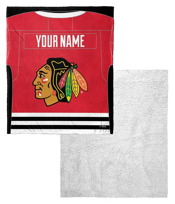 NHL Chicago Blackhawks Personalized Silk Touch Sherpa Throw Blanket Multi