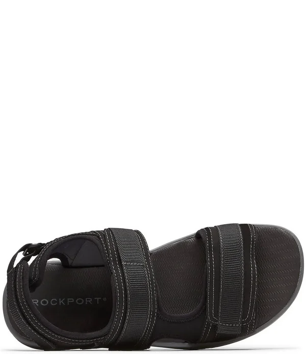 Rockport Men's Lucky Bay Sport 3 Strap Suede Sandals, Mens, 10M, Black