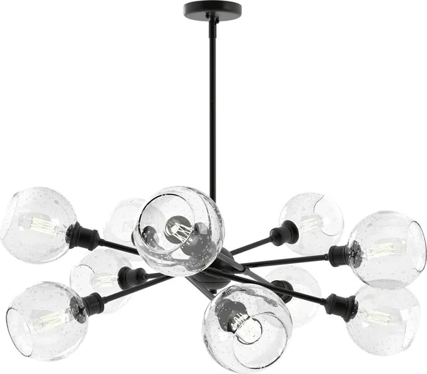 Golden Lighting 1945-10 BLK-GLOBE-SD Axel 10 Light Chandelier (with Shades) in Matte Black