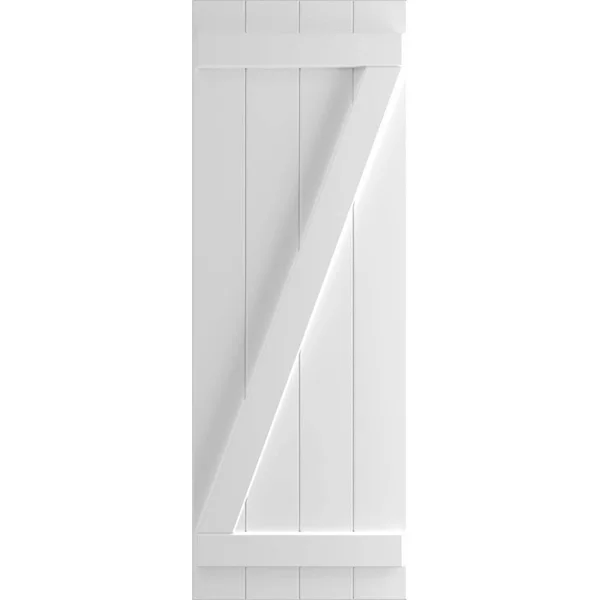 Ekena Millwork 21-1/2x22 x 38x22 True Fit PVC Four Board Joined Board and Batten Shutters w/Z-Bar, White (Per Pair)