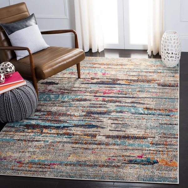 Safavieh Madison 400 Rug Collection MAD419F - Grey, Turquoise - 8& x 10&