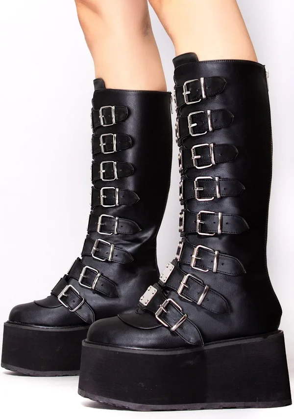 Demonia - Damned-318 9 - Black Vegan Leather