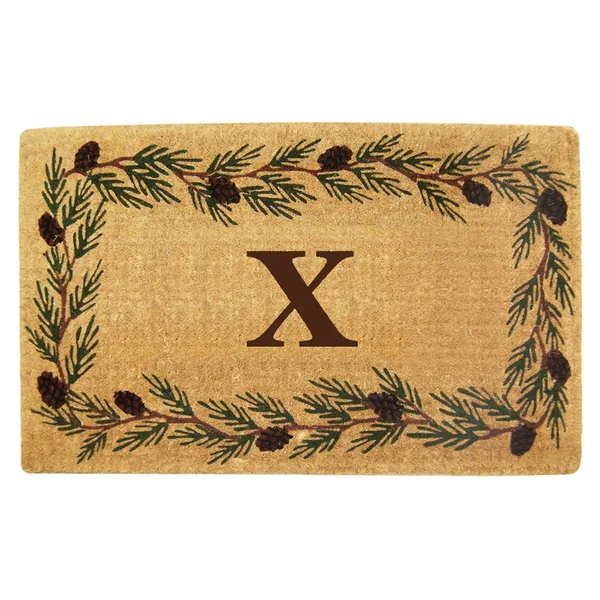 Nedia Home 02011X Heavy Duty Coco Mat 22 x 36 in. Evergreen Border Monogrammed x