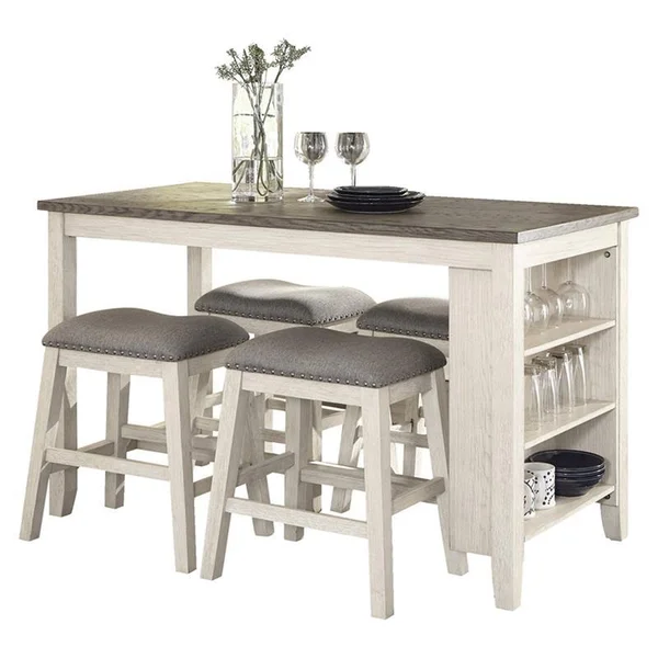 Lexicon Timbre 5-Piece 3-Shelf Wood Counter Height Dining Set in Antique White - 5603WW-36_5, 22.5" x 7" x 8.5"