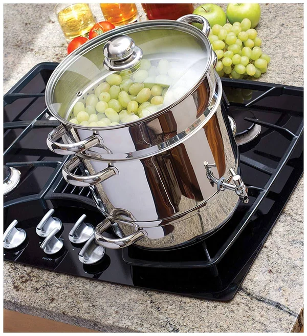 Euro Cuisine EC9500 Stove Top Steam Juicer, 8 Quarts Juice Container, Stainless