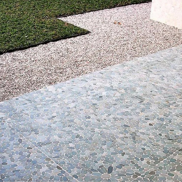 Rain Forest 12 in. x 12 in. Light Grey Honed Sliced Pebble Floor and Wall Tile (5.0 Sq. ft., CASE)