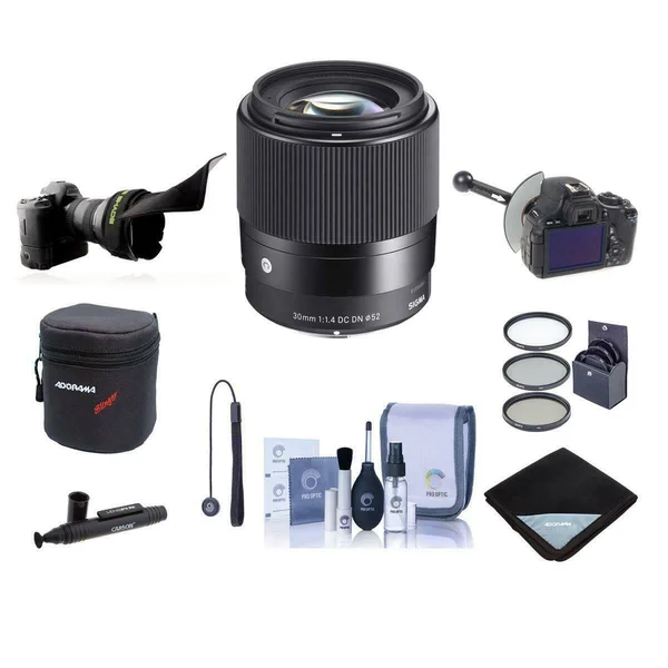 Sigma 30mm f/1.4 DC DN Contemporary Lens for Sony E-Mount - Bundle wit, 2.6 x 2.9in