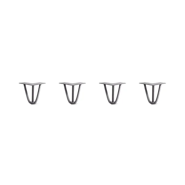 Hairpin Legs Set of 4 - 3-Rod Design - Raw Steel, 14x22, Raw Steel, 1/2x22