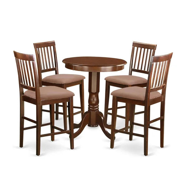 East West Furniture Eden 5-Piece Slat Back Dining Table Set - Brown