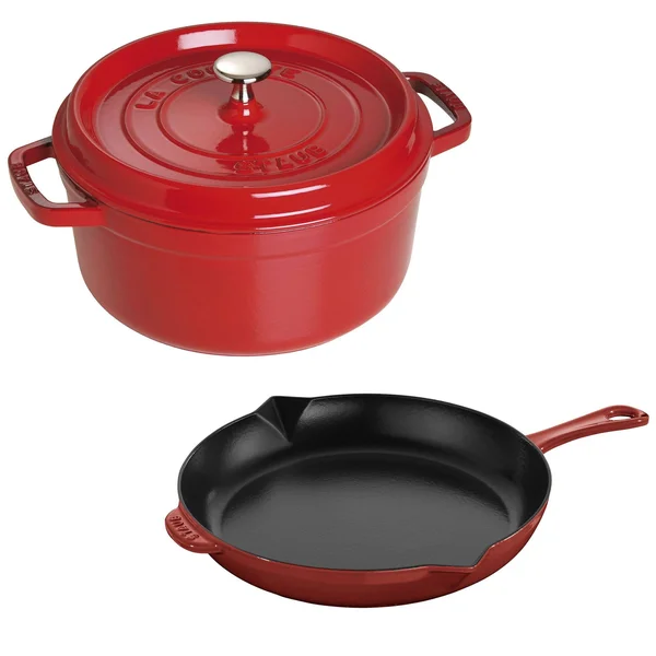 Staub - Cast Iron 3-Pc Cocotte and Fry Pan Set - White