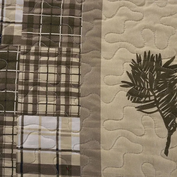 Great Bay Home Stonehurst Lodge Reversible Quilt Set Full, Queen Chocolate, Green