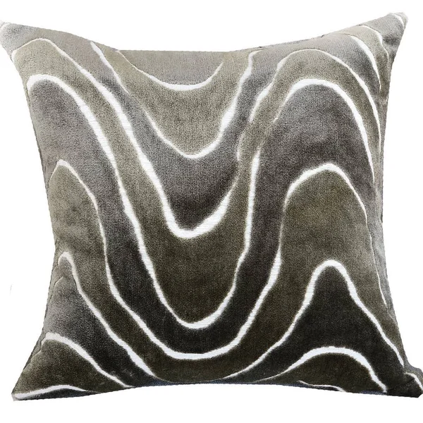 Plutus PBRAZ397-2424-DP Sensous Waves Taupe Ivory Greige Handmade Luxury Pillow 24 x 24 in.