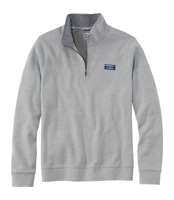 Men's Comfort Stretch Piqué Quarter Zip Pullover, Long-Sleeve Gray Extra Large, L.L.Bean