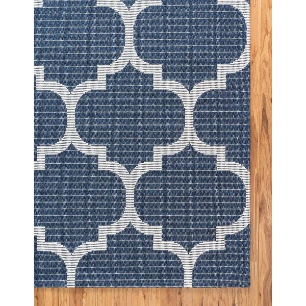 Unique Loom Decatur Trellis Navy Blue/Ivory 4 ft. 2 in. x 6 ft. Area Rug