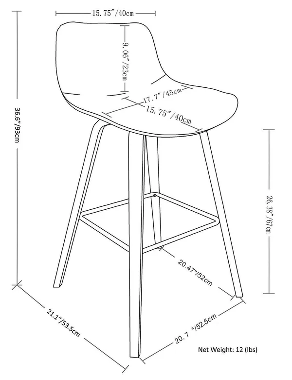 Simpli Home Randolph Bentwood Counter Height Stool, Set of 2, Natural Linen Look Fabric
