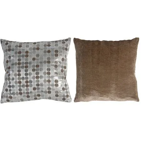 Au0026B Home Set of 2 Tan and Silver Shinning Throw Pillows 17.5x22