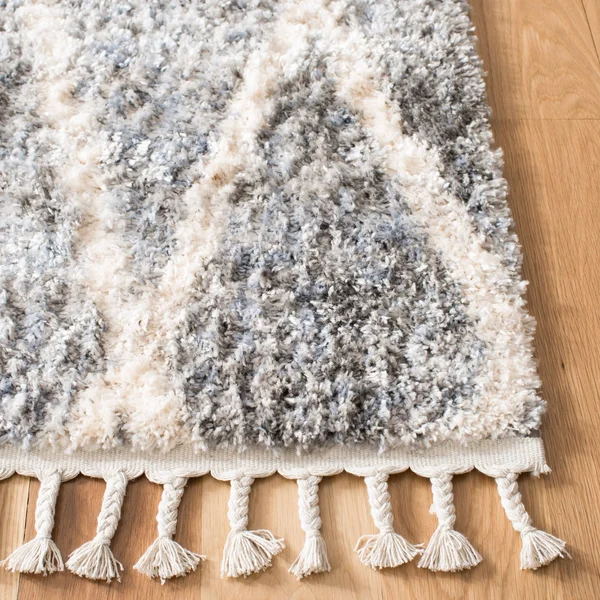 Safavieh Berber Fringe Shag Mena Trellis Rug - 6&7x22 x 6&7x22 Square - Cream/Blue