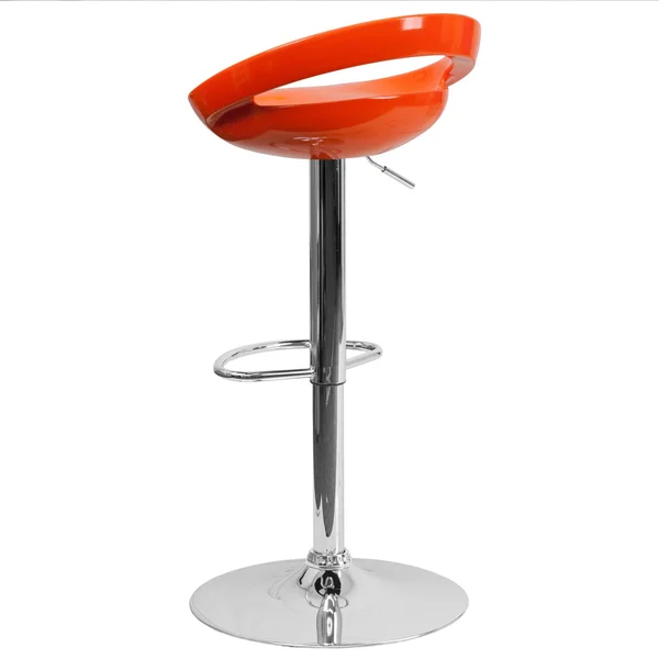Fu0026F Furniture Group 38.75x22 Orange Adjustable Height Barstool with Rounded Cutout Back