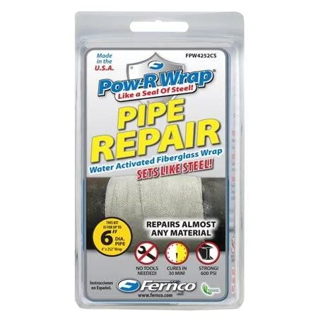 Pipe Repair Patch Kit Pow-R-Wrap - 4 inch x 252 inch Pipe Repair Wrap - FPW4252CS, Holds Up to 600 PSI by Fernco