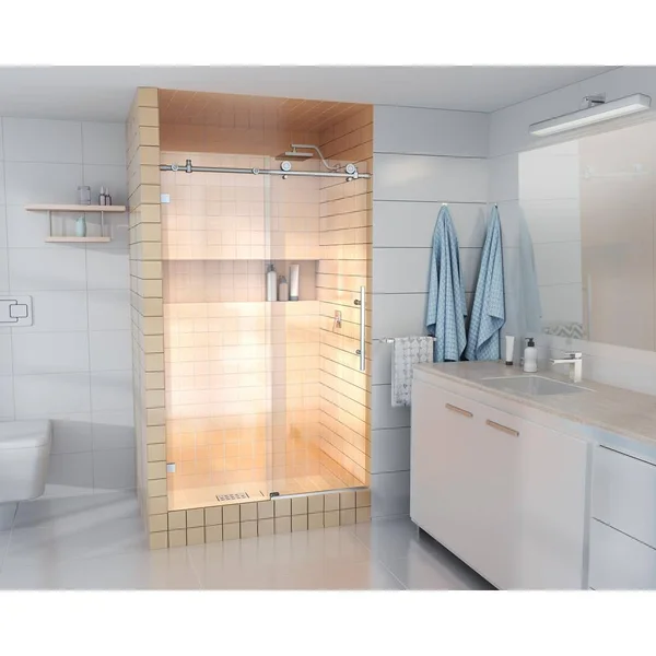 Glass Warehouse 44-in 48-in x 78-in Frameless Sliding Shower Door Chrome Stainless Steel - GW-SLD-48-CH