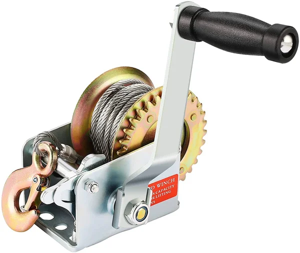 Aceshin Heavy Duty Hand Winch - 600lbs Hand Crank Strap Cable Gear Winch ATV Boat Trailer