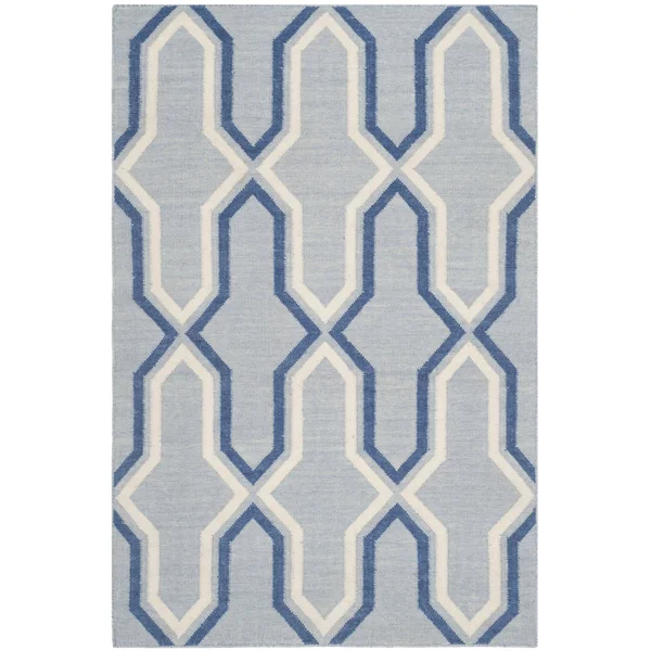 Safavieh 5' x 8' Dhurries DHU559B Light Blue - Dark Blue Rug