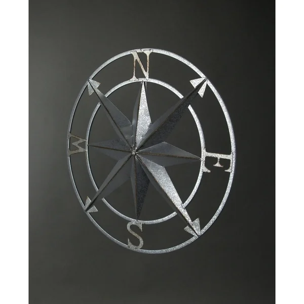 Galvanized Zinc Finish Compass Rose Wall Hanging 20.5 inch Diameter