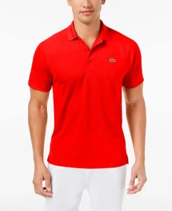 Lacoste Men's Sport Technical Pique Tennis Polo - Red, S
