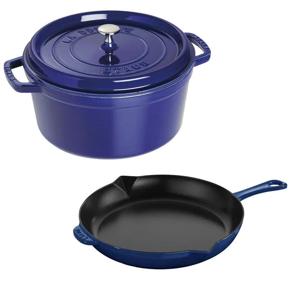 Staub - Cast Iron 3-Pc Cocotte and Fry Pan Set - White