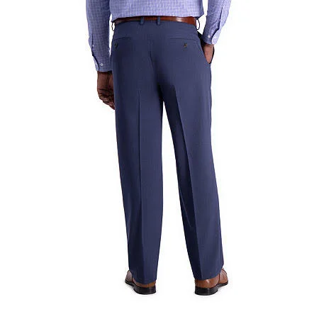 J.M Haggar Sharkskin Classic Fit Flat Front Dress Pant, 40 32, Blue