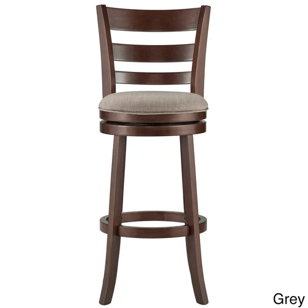 Verona Linen Ladder-back Swivel 29-inch High Back Bar Stool by iNSPIRE Q Classic (Grey)