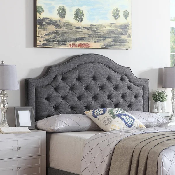 Rosevera Angelo Tufted Upholstered Panel/Platform Bed, Grey, Full