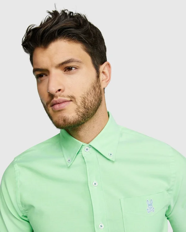 Psycho Bunny - Mens Tapton Long Sleeve Shirt, Electric Lime