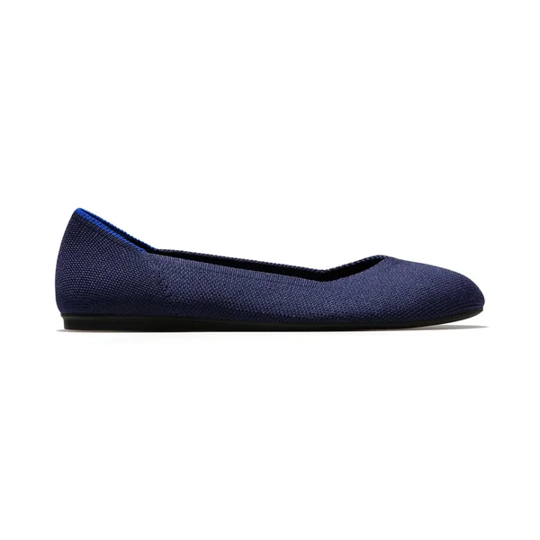 Rothy&s Navy Blue Rounded-Toe Flats - Maritime Navy, Size 7