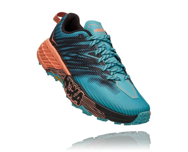 Hoka Women's Speedgoat 4 Trail Running Shoes in Blue/Orange, Size 10