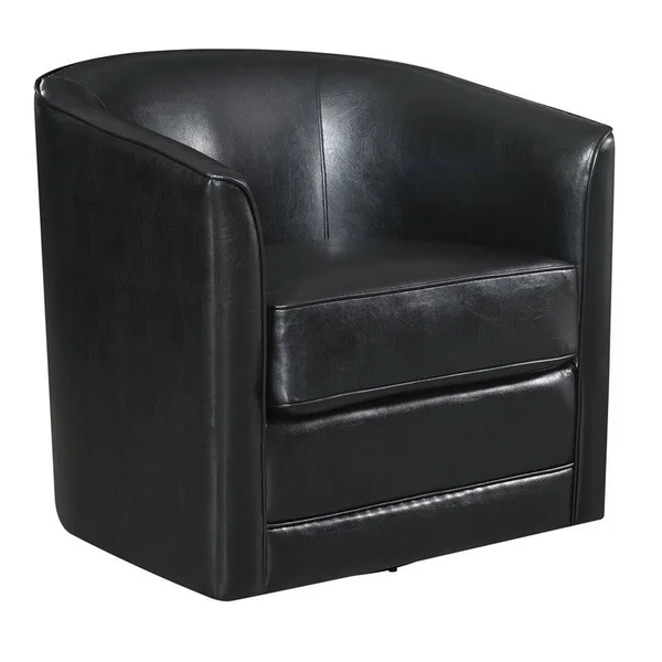 Wallace & Bay Little Faux Leather Swivel Accent Chair Black