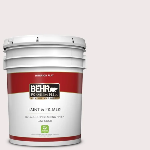 Behr Premium Plus 5 gal. #PR-W04 Opulent Opal Flat Low Odor Interior Paint & Primer
